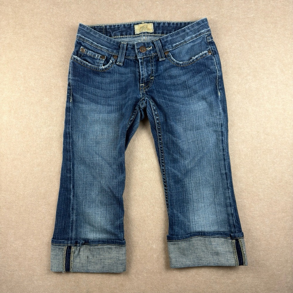 BKE Jeans Women 24 Blue Denim Capri Starlite Stretch Cuffed Low‎ Rise